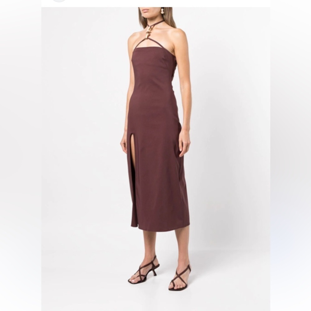 Cult Gaia Brown Castila Halterneck midi dress size large - Picture 4 of 16